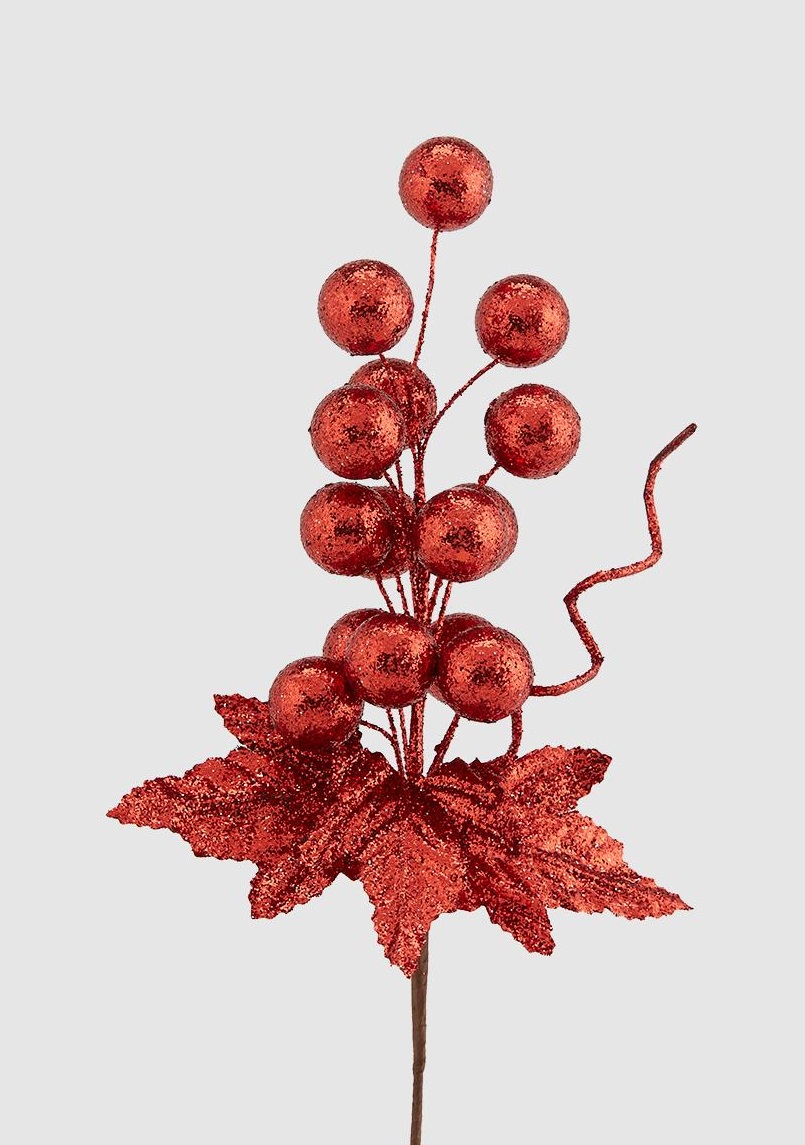 Ramo decorativo.
Il prodotto è costituito da un ramo principale con anima in fil di ferro da cui partono più diramazioni, anch'esse con anima in fil di ferro. Tutta la struttura è ricoperta di materiale glitterato di vari colori.
L'articolo è condizionato per la vendita al dettaglio in una scatola di cartone.