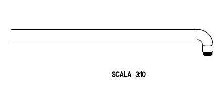 Braccio per soffione.
L’articolo è realizzato in acciaio cromato e può avere sezione circolare o quadrata con diametro da 22 a 25 mm con lunghezza da 100 mm a 450 mm, completo di filetto alle due estremità - per connessione a muro e connessione soffione doccia.
L’articolo permette il posizionamento del soffione doccia (non oggetto della presente ITV) ad una determinata altezza sulla parete e consente all’acqua di raggiungere il soffione doccia.
