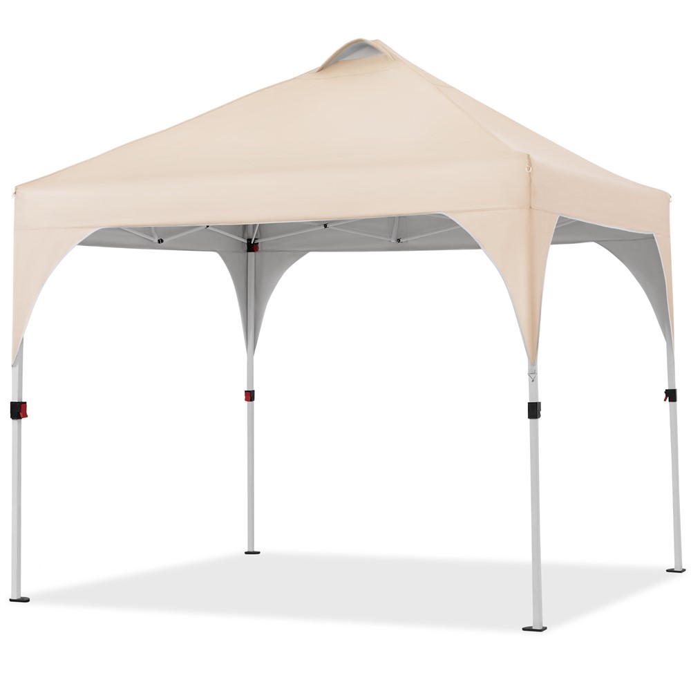 Il prodotto consiste in un gazebo pieghevole, costituito in ferro e tela oxford. La confezione include il manuale illustrativo, un telo, un telaio in metallo (già assemblato), una borsa con 4 ruote, 8 pali per il terreno, 4 sacchi di sabbia e 4 corde. Le dimensioni complessive sono: 297 x 297 x 252/262/272 cm.