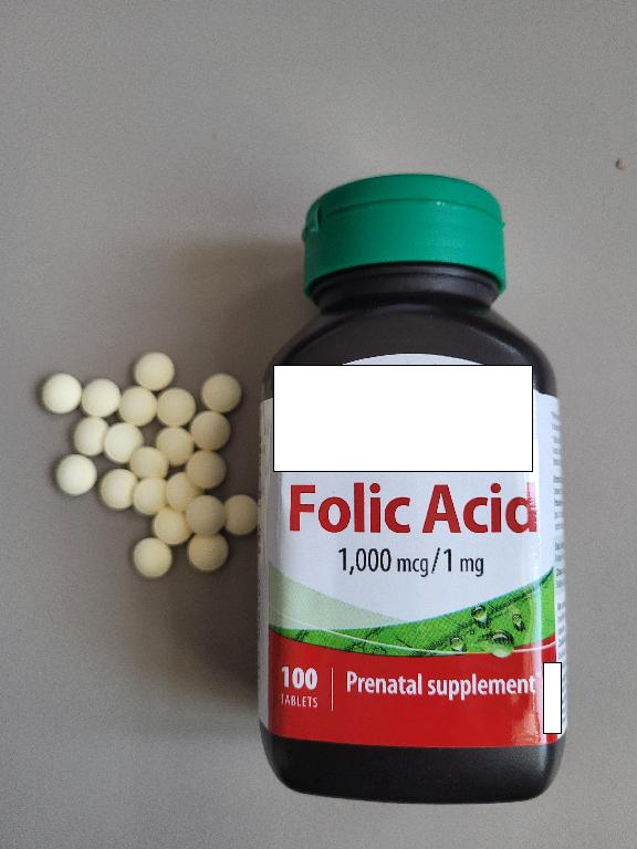 Maisto papildas - folio rūgštis 1000 mcg/1mg. Gelsvos spalvos apvalios tabletės.
Folio rūgštis padeda palaikyti normalią psichologinę funkciją   ir motinos audinių augimą nėštumo metu.
Produkto sudėtyje krakmolo/gliukozės, sacharozės/invertuotojo cukraus/izogliukozės, pieno baltymų ir pieno riebalų nėra.
Tabletės  (100 vnt.)  supakuotos  į plastikinį buteliuką.