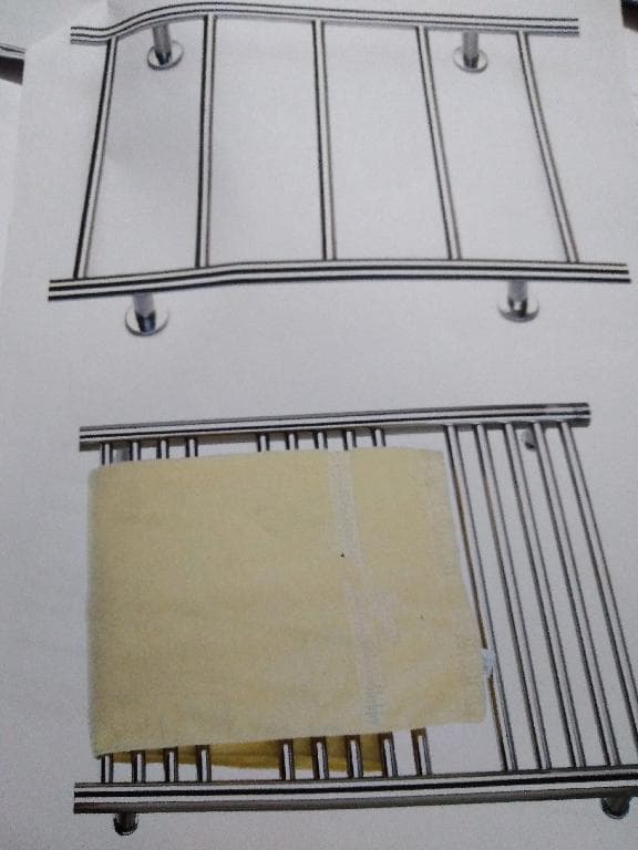 As per information provided, it is a stainless steel article equipped with a thermostat.
Towel warmer, commonly used in bathrooms.
