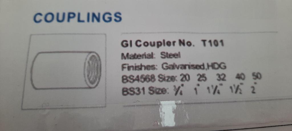 As per description provided, the article is a HDG socket coupling.  It is made of steel and hot dip galvanized.  It is threaded on the inside. Not made by cast.
Coupling is used for pipe connections