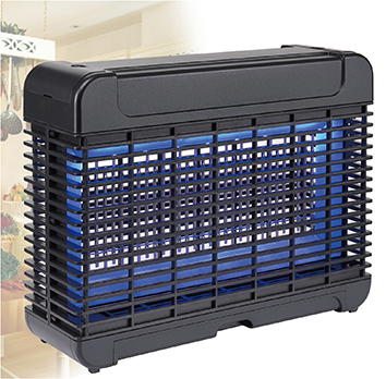 Electronic insect killer.  It has a plastic housing white a UV-A led.  It is used to attact insects.  The insect killer determines the character of the whole product