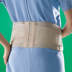 Maternity back support belt. Breathable elastic and soft pile bonded to foam.
The belt helps to reduce lower back pain and fatigue during pregnancy. It relieves pain by gently lifting the abdomen.  Belt support is derived exclusively from its elasticity.
Made from 50% cotton, 15% urethane, 12% nylon, 11% rayon and 7% polyester.