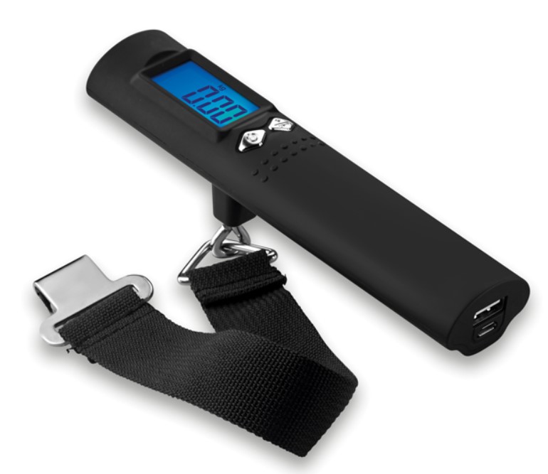 Een combinatie van een bagageweger, een zaklamp en een powerbank met -volgens opgave- onder andere de volgende uiterlijke en technische kenmerken:
- onder andere geschikt voor het wegen van bagage en dozen en voor de stroomvoorziening of het 
  opladen van diverse apparaten;
- een langwerpige behuizing van kunststof;
- aan de ene zijkant voorzien van een rond venster van kunststof met een led-lamp;
- een lampsterkte van 60Lumens;
- aan de andere zijkant voorzien van een USB- en micro-USB aansluiting;
- aan de bovenzijde voorzien van een digitaal lcd-scherm voor het aflezen van het gewicht, 2 led-
  indicatoren en 2 bedieningsknoppen;
- een weegvermogen tot maximaal 50 kg, instelbare afleeseenheden in kg, lb, oz en g;
- aan de onderzijde voorzien van een niet verwijderbare band met een haak waaraan het te wegen 
  voorwerp kan worden gehangen; 
- een ingebouwde powerbank met een capaciteit van 2500mAh;
- een in- en output van 5Volt DC/1000mAh;
- maximale afmetingen van 153 x 35 x 38 mm en een gewicht van 167 gr. 
Het artikel is opgemaakt voor de verkoop in het klein in een doos van karton en wordt tezamen verpakt met niet karakterbepalende goederen zoals een gebruiksaanwijzing en een USB-kabel.