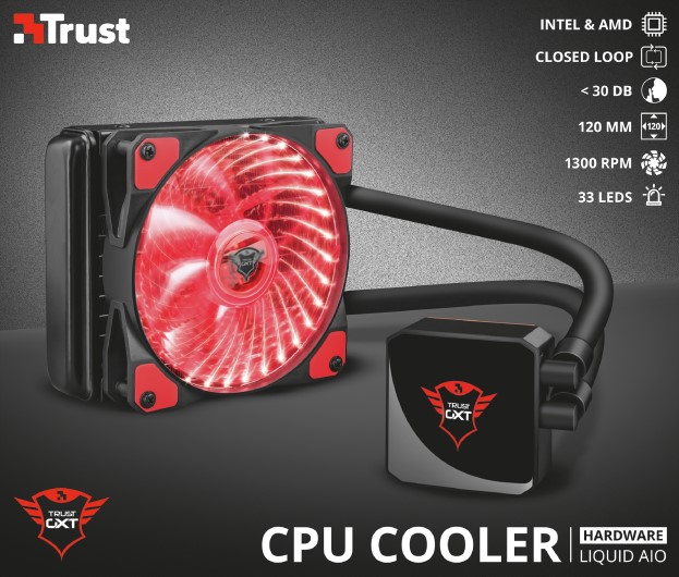 Een zogenoemde CPU-vloeistofkoeler met –volgens opgave- onder andere de volgende uiterlijke en technische kenmerken:
- bestemd voor bescherming tegen overhitting van een centrale verwerkingseenheid in een automatische 
  gegevensverwerkende machine;
- voor het afvoeren van een teveel aan warmte;
- voor inbouw in een computer met een ventilatorruimte van 120 x 120 mm;
- een axiale ventilator met een diameter van 120 mm in een behuizing voorzien van koelribben en 33 rode LED-lampen 
  voor stemmingsverlichting;
- een rotatiesnelheid van 400 - 1300 RPM en een luchtdruk van 0,46 - 3,8 mm/H2O;
- een radiator in een behuizing vervaardigd van aluminium met afmetingen van 
  154 x 120 x 27 mm;
- de ventilator en radiator zijn verbonden met een slang vervaardigd van rubber met een lengte van 31,5 cm;
- een vloeistofpomp met een afmeting van 62 x 62 x 35 mm;
- een totaalgewicht van 961 gram;
- 2 x 4-pins standaard voedingsaansluitingen.
Het artikel is opgemaakt voor de verkoop in het klein en wordt tezamen verpakt met niet karakterbepalende goederen zoals divers montagemateriaal, een gamingsticker en een gebruikershandleiding.