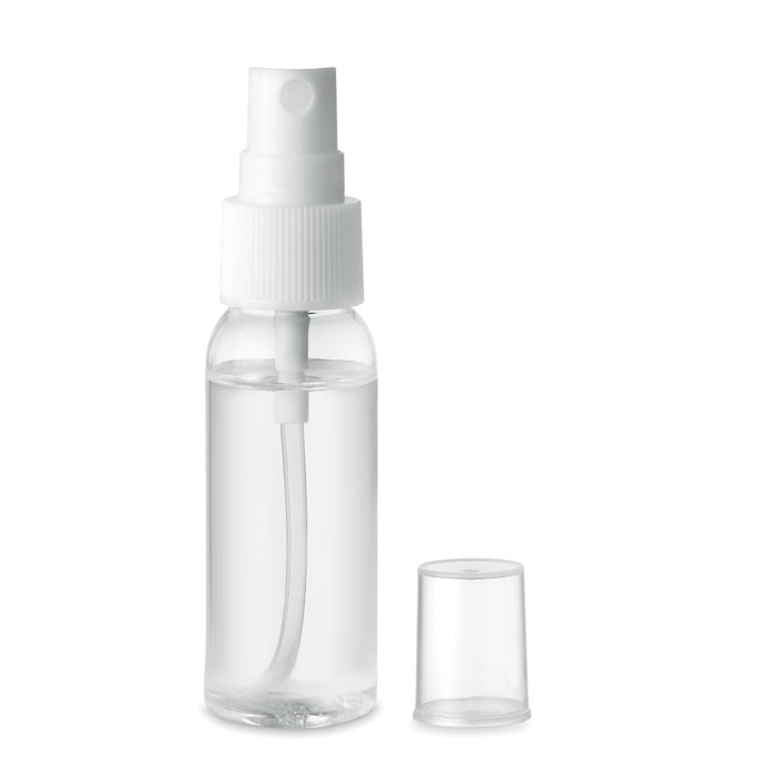 Een handreinigingsspray op alcoholbasis met -volgens opgave- onder andere de volgende kenmerken en bestanddelen:
- bedoeld om de handen te wassen en te desinfecteren zonder water;
- in de vorm van een heldere, kleurloze vloeistof;
- alcohol (gedenatureerd);
- water, glycerine en aloë barbadensis bladsap;
- citroenzuur en kaliumsorbaat.
Het product is opgemaakt voor de verkoop in het klein in een sprayflesje van kunststof met dop met een netto inhoud van 30 ml.