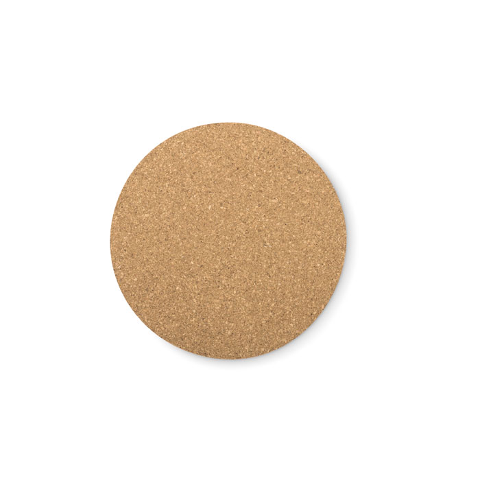 Een onderzetter met -volgens opgave- onder ander de volgende kenmerken:
- dient voor het voorkomen van kringen op bijvoorbeeld tafels;
- vervaardigd van natuurkurk;
- rond van vorm;
- afmetingen van Ø 10 X 0,5 cm;
- een gewicht van 14 gram.