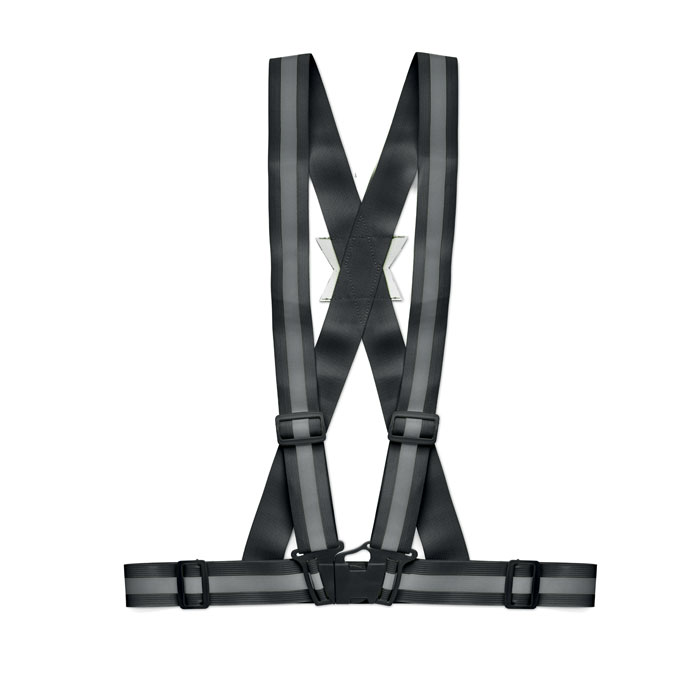 Een zogenoemd reflecterend vest met - volgens opgave- de volgende kenmerken en samenstelling:
- bestemd om de zichtbaarheid te vergroten;
- voor gebruik tijdens bijvoorbeeld hardlopen, fietsen en de hond uitlaten;
- bedoeld om over andere kleding op het bovenlichaam te worden gedragen;
- vervaardigd van een breiwerk van 70% polyester en 30% elastaan;
- niet als heren- of dameskleding te onderkennen;
- schouderbanden en een tailleband met een reflecterende streep;
- voorzien van gespen en een verstelbare clipsluiting;
- de banden zijn verstelbaar.