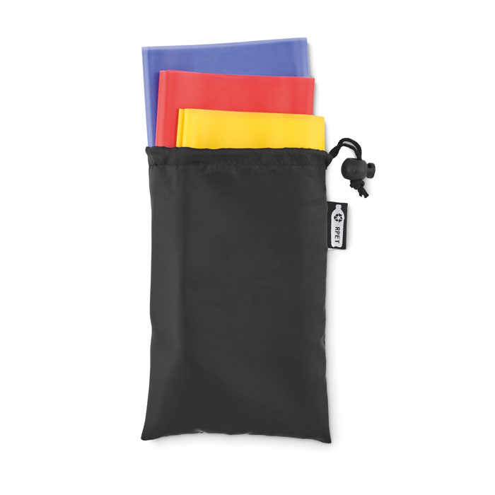 Een zogenoemde fitnessband met -volgens opgave- onder andere de volgende kenmerken en eigenschappen:
- voor fitness-/trainingsdoeleinden;
- strippen van TPE;
- in 3 verschillende kleuren/sterktes/weerstanden;
- zonder handgreep;
- afmetingen per band van ongeveer 120 x 15 cm (l x b), verpakt in een etui met afmetingen van ongeveer 19 x 10 cm.
Aangeboden voor de verkoop in het klein in een zakje van textiel (polyester) met een aanrijgkoordje en een stopper.