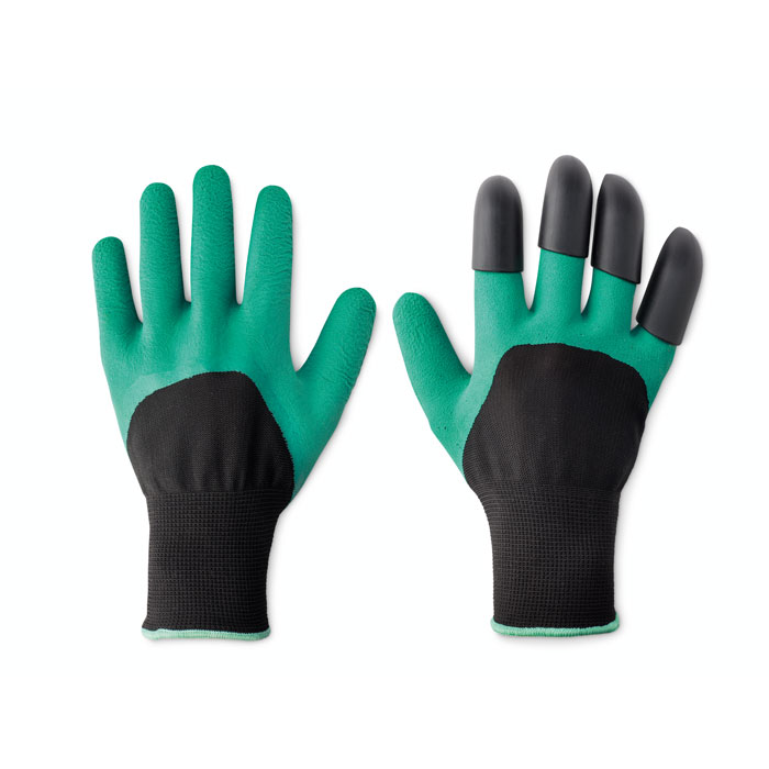Een set vingerhandschoenen met –volgens opgave– onder andere de volgende samenstelling en kenmerken:
- ontworpen voor gebruik bij het tuinieren;
- vervaardigd van een breiwerk van polyester;
- deels voorzien van een deklaag van rubber;
- een handschoen is voorzien van 4 graafklauwen van hard kunststof;
- opgemaakt voor de verkoop in het klein en wordt geleverd in paren.