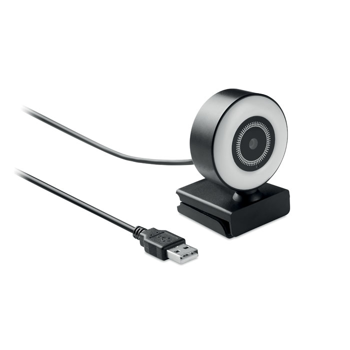 Een webcam met -volgens opgave- onder andere de volgende uiterlijke en technische kenmerken:
- te gebruiken met een automatische gegevensverwerkende machine (laptop, computer), voor videogesprekken;
- een behuizing van kunststof en onedel metaal;
- een vaste USB-kabel;
- een lens;
- een ingebouwde microfoon;
- instelbare ringverlichting;
- een resolutie variërend van 640 x 480, 1280 x 720 en 1920 x 1080 pixels;
- een voorziening voor bevestiging aan het scherm dan wel voor plaatsing op een vlakke ondergrond;
- afmetingen van 7,4 x 5,3 x 5,4 cm en een gewicht van 140 gram.
De webcam is opgemaakt voor de verkoop in het klein in een kartonnen doos, tezamen met een niet karakterbepalende handleiding.
