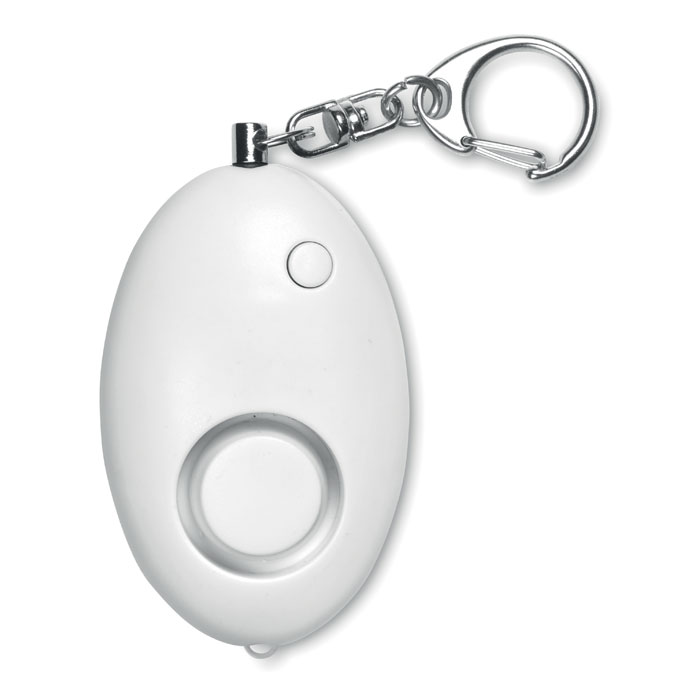 Een sleutelhanger met een alarmunit met –volgens opgave- onder andere de volgende uiterlijke en technische kenmerken:
- om te dienen als persoonlijk alarm;
- een karabijnhaak van onedel metaal met een oog en een klepveer;
- een kettinkje van onedel metaal aan het uiteinde voorzien van een pin;
- alarmunit geplaatst in een ovale behuizing van kunststof (ABS);
- aan de bovenzijde voorzien van een opening voor de pin;
- aan de voorzijde voorzien van een drukknop voor de bediening van een led-lampje;
- aan de onderzijde voorzien van een led-lampje;
- werkend op 3 AG13 batterijen;
- een alarm met een geluidsintensiteit van 100 decibel;
- door de pin uit de behuizing van kunststof te trekken wordt het alarm geactiveerd.
Het artikel is opgemaakt voor de verkoop in het klein in een kartonnen doosje samen met een handleiding.