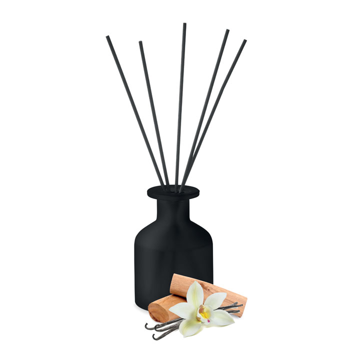 Een zogenoemde aroma diffuser met -volgens opgave- onder andere de volgende kenmerken en samenstelling:
- een geurverspreider voor gebruik in huis, voor het aromatiseren van de lucht in vertrekken;
- een set bestaande uit een matglazen fles gevuld met 100 ml geurolie, afsluitbaar met een kunststof stop, en 8 rietstengels.
De rietstengels zijn bedoeld om in de hals van de fles met geurolie te worden geplaatst.
De aroma diffuser is verkrijgbaar in meerdere kleuren en geuren (eucalyptis, jasmijn en/of vanille/sandelhout) en is opgemaakt voor de verkoop in het klein in een kartonnen doos.
