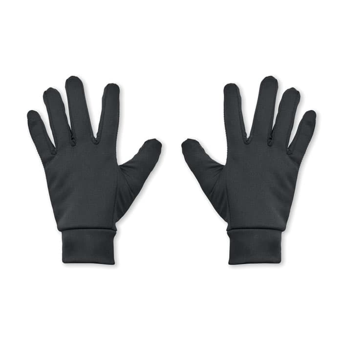 Een paar zogenoemde sporthandschoenen met -volgens opgave- onder andere de volgende uiterlijke kenmerken:
- om de handen warm te houden en tegelijkertijd een touchscreen te kunnen bedienen;
- vervaardigd van een breiwerk van polyester;
- de vingertoppen van de duim en wijsvinger zijn voorzien van tactiele uiteinden van PVC;
- de handpalm is voorzien van PVC stippen voor anti-slip;
- de handschoenen zijn voorzien van een gebreide boord.