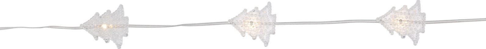 Een lichtsnoer met -volgens opgave- onder andere de volgende kernmerken en samenstelling:
- voor sfeerverlichting;
- te gebruiken op diverse plaatsen;
- 10 kunststof kerstboompjes met led-verlichting;
- werkend op elektriciteit, 2x AA batterij;
- voorzien van een kunststof houder met aan/uitknop voor de batterijen;
- een snoer met een lengte van ongeveer 130 cm.
Het artikel is verpakt in een kartonnen doosje zonder batterijen.