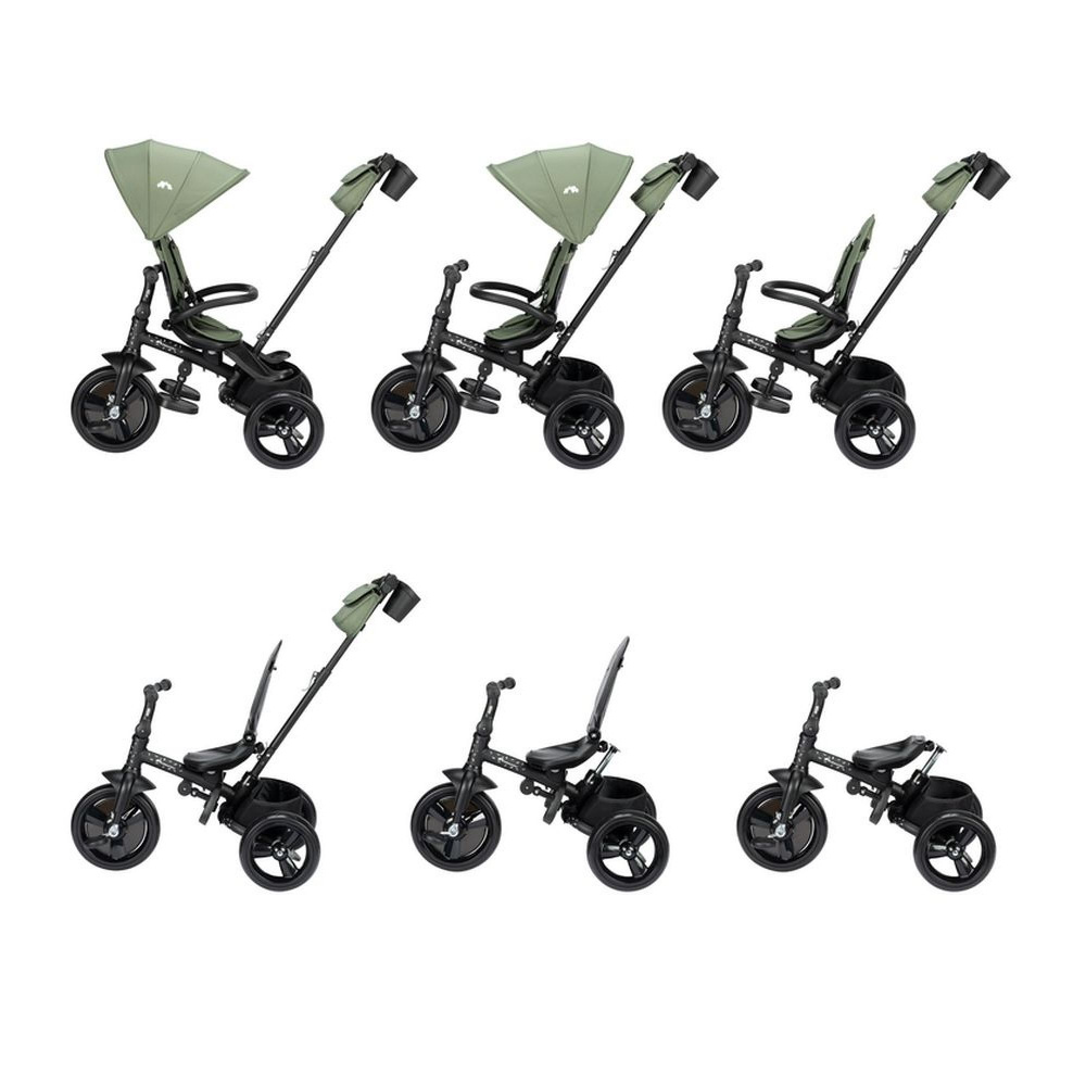 Een meegroei kinderwagen/driewieler met -volgens opgave- de volgende kenmerken en eigenschappen:
- voor het vermaak en het vervoer van kleine kinderen;
- een frame met aan de voorzijde een voorwiel met 2 pedalen, een T-vormig stuur en aan de achterzijde een as met 2 wielen;
- een stoel bekleed met textiel, voorzien van een verwijderbare rugleuning, een beschermbeugel en gordels;
- bovenaan achter de stoel een verwijderbare zonnehemel;
- aan de achterzijde een verwijderbare telescopische buis, met een opbergruimte en een opbergtas en een handvat;
- boven de achteras een platform;
- het geheel vormt een op een driewieler gebaseerde kinderwagen van het type buggy die van kinderwagen tot driewieler getransformeerd kan worden.