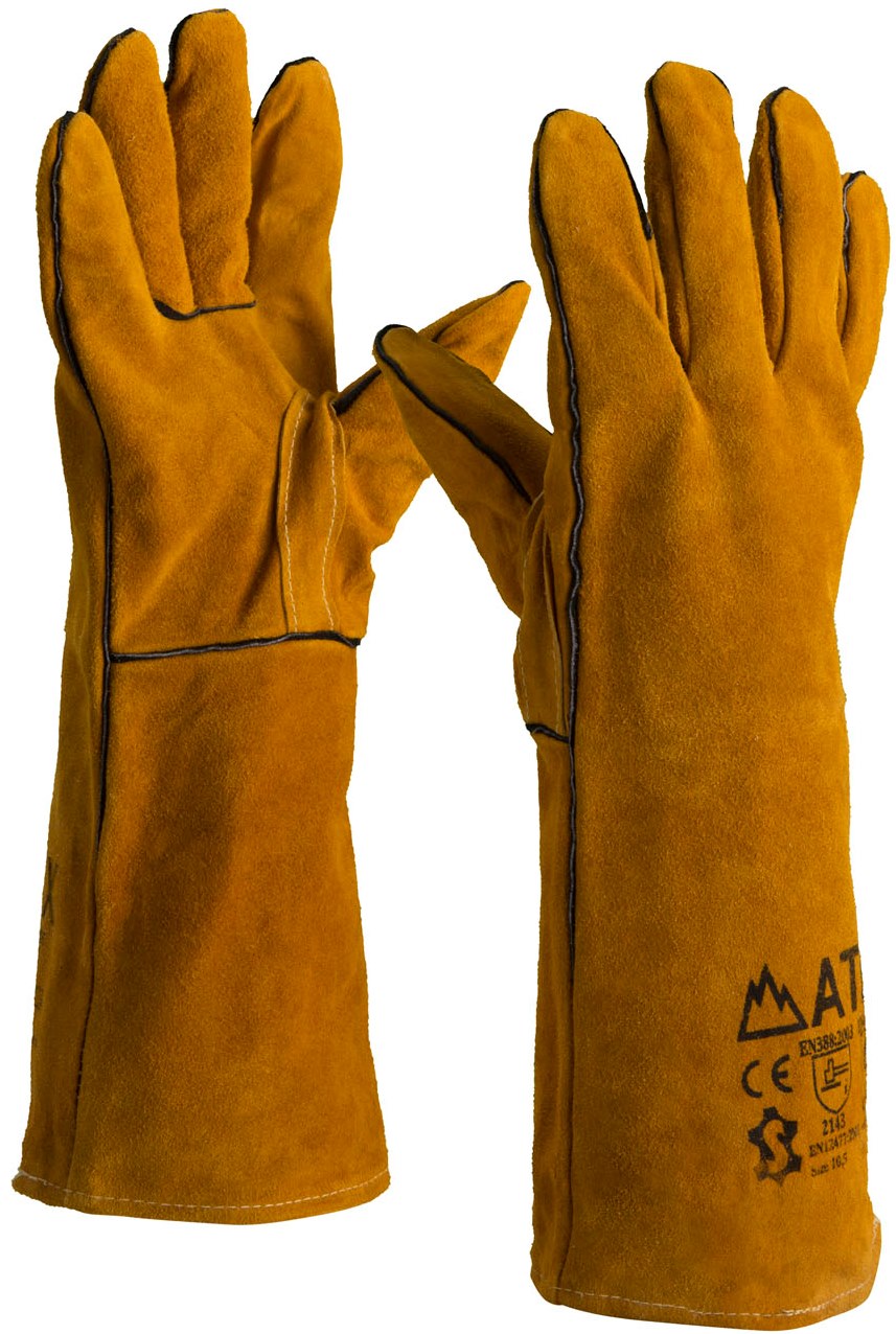 Een lashandschoen met -volgens opgave- onder andere de volgende kenmerken en samenstelling:
- bestemd voor snij- en laswerkzaamheden, beschermt de handen tegen vuil, open vuur en gesmolten metaaldeeltjes;
- een handschoen met vingers, volledig gevoerd en met een versterking over de muis van de hand;
- vervaardigd van leder;
- gestikt met naden van aramide;
- een lengte van 40 cm;
- op de rug voorzien van de gedrukte norm voor beschermende handschoenen tegen mechanische risico’s (EN 388).
Het product is opgemaakt voor de verkoop in het klein en wordt per bundel aangeboden.