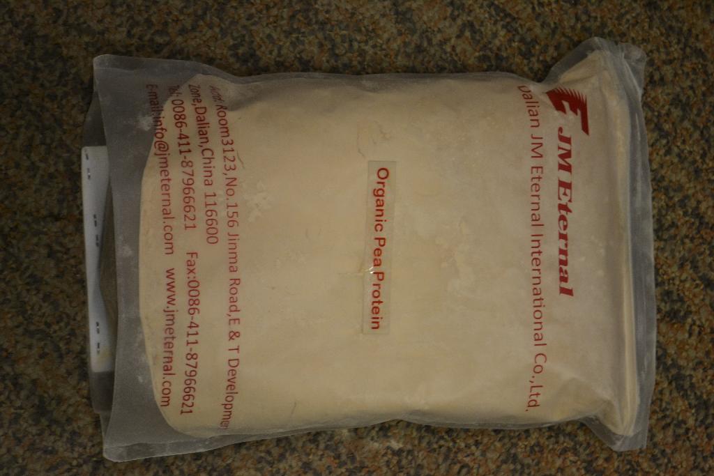 Proteïne op basis van erwten
Het product is bestemd voor menselijke consumptie
Het heeft de vorm van een crèmekleurig poeder en is verpakt in papieren zakken van 20 kilogram. Het artikel bestaat uit proteïneconcentraat of getextureerde proteïnestoffen zoals bedoeld bij de GN-onderverdeling 2106 10 20 van de gecombineerde nomenclatuur