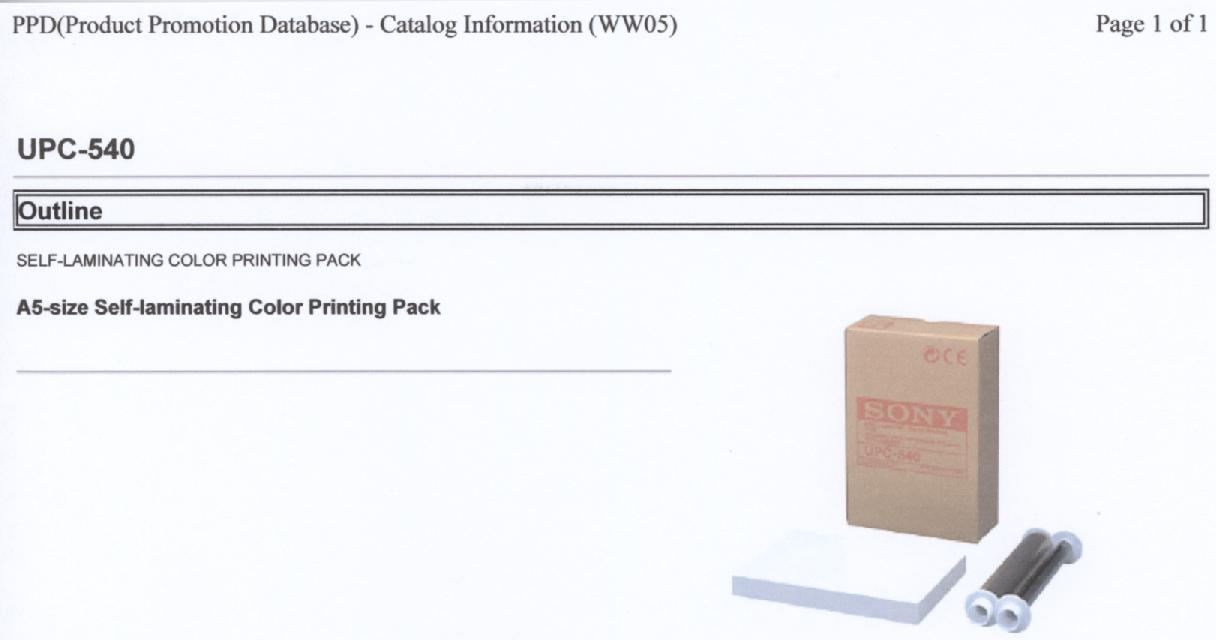 Een assortiment zijnde een zogenaamd "Color Printing Pack" voor gebruik in een afdrukeenheid (printer), bestaande uit: 
- twee cilinders met spoelen van kunststof, waarvan één cilinder is voorzien van een inktlint van kunststof; 
- 102 vellen A5 size self laminating printpapier (afmetingen 148 x 210 mm). 
Het inktlint van kunststof bestaande uit segmenten met verschillende kleuren, waarbij de kleurstoffen door verhitting op een drager worden overgebracht (zogenaamde kleurstofsublimering).
Het geheel is opgemaakt voor de verkoop in het klein en verpakt in een kartonnen doos, voorzien van merknaam en type.
Het wezenlijk karakter van het assortiment wordt bepaald door het kunststof inktlint.