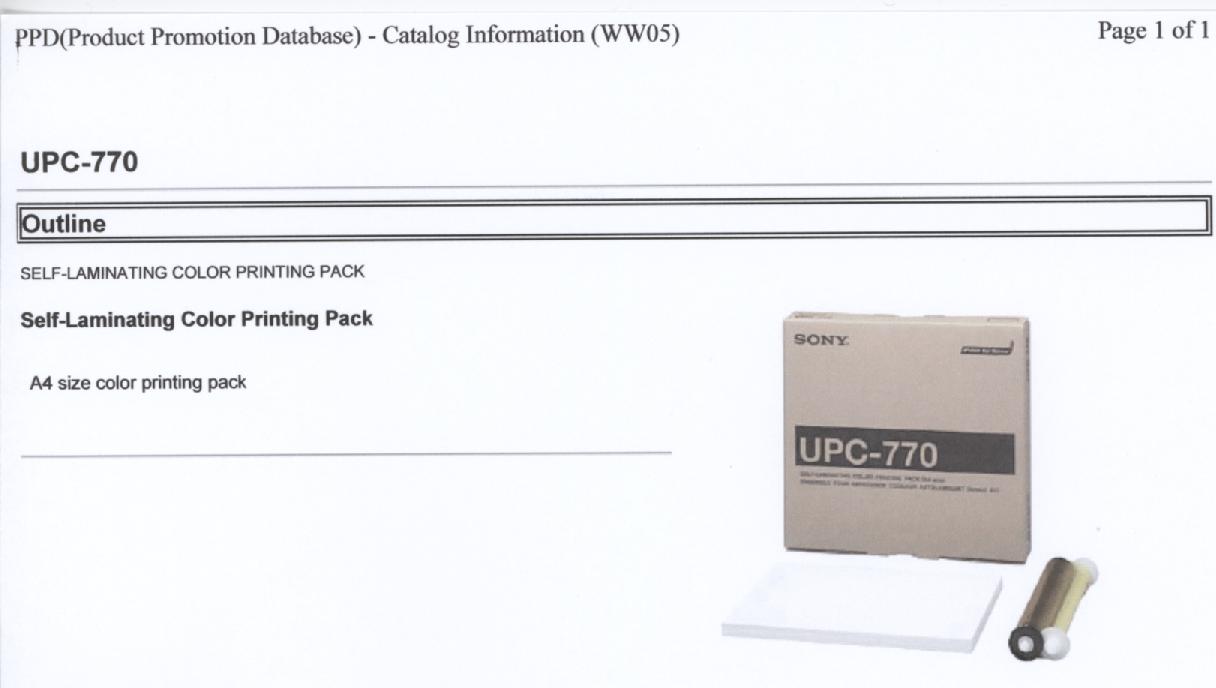 Een assortiment zijnde een zogenaamd "Color Printing Pack" voor gebruik in een afdrukeenheid (printer), bestaande uit: 
- twee cilinders met spoelen van kunststof, waarvan één cilinder is voorzien van een inktlint van kunststof; 
- 72 vellen A4 Self laminating printpapier.  
Het inktlint van kunststof bestaande uit segmenten met verschillende kleuren, waarbij de kleurstoffen door verhitting op een drager worden overgebracht (zogenaamde kleurstofsublimering).
Het geheel is opgemaakt voor de verkoop in het klein en verpakt in een kartonnen doos, voorzien van merknaam en type.
Het wezenlijk karakter van het assortiment wordt bepaald door het kunststof inktlint.