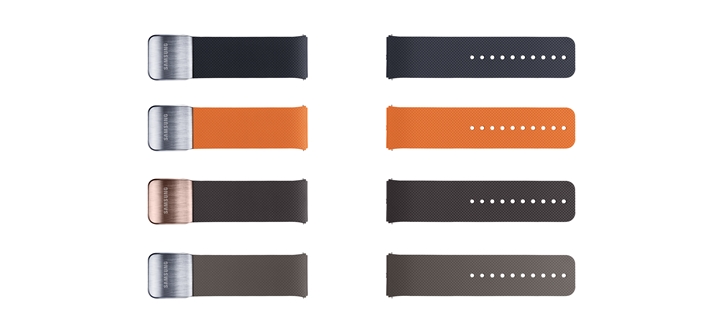 Een verwisselbare polsband voor een zogenoemde smartwatch, met onder andere de volgende kenmerken:
- vervaardigd van -volgens opgave- kunststof;
- voorzien van een vouwsluiting van onedel metaal;
- aan de binnenzijde voorzien van ribbels;
- verstelbaar door middel van een metalen pinnetje en gaatjes op regelmatige afstand in de 
  band op regelmatige afstand;
- een pennetje aan beide zijden voor bevestiging aan de smartwatch;
- kan ook gebruikt worden voor conventionele horloges.