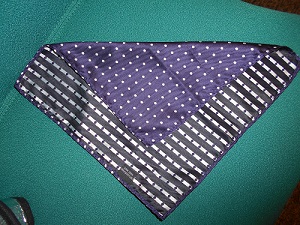 Produkt wykonany z tkaniny poliestrowej lub z mikrofibry, w kształcie kwadratu o wymiarach 25 x 25 cm. Brzegi wykończone przez  podwinięcie. Produkt przeznaczony do zastosowania jako ozdoba kieszeni marynarki. Dostępne różne kolory i wzory. Opakowanie jednostkowe  - torebka foliowa.