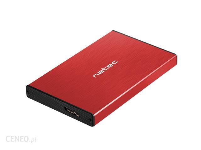 Kieszeń zewnętrzna, stanowi obudowę do dysków twardych (HDD, SSD 2,5" SATA). Pozwala na połączenie z komputerem w tzw. technologii plug&play przez złącze USB 3.0 z protokołem UASP (szybkość przesyłu danych do 6 Gbps). Obudowa wykonana z aluminium zabezpiecza dysk przed uszkodzeniami i odprowadza ciepło. Posiada gniazdo "mini USB" do podłączenia kieszeni z komputerem. Kontrolka LED sygnalizująca zasilanie. Maksymalna grubość dysku do 9,5 mm. Wymiary zewnętrzne: 130 mm x 78 mm x 12,3 mm. Masa: 80 g. W zestawie przewód USB o długości 60 cm. Kolor czerwony.