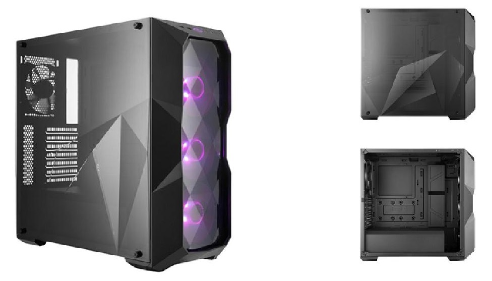 Obudowa komputera stacjonarnego, typu „Midi Tower”, o kształcie prostopadłościanu, wykonana ze stali i tworzywa sztucznego. Przedni panel obudowy jest przezroczysty, wykonany z akrylu z diamentowym wzorem, podobnie jak panel boczny. Obudowa wyposażona w cztery wentylatory o rozmiarze 120 mm, z czego trzy z nich, zainstalowane z przodu, posiadają podświetlenie RGB i jeden normalny - z tyłu. Dodatkowo posiada włącznik, filtry zabezpieczające przed kurzem oraz złącza: 2x USB 2.0, audio in/out. Obudowa nie zawiera dysków twardych, procesora, zasilacza, interfejsu użytkownika i innych elementów potrzebnych do działania jako maszyny do automatycznego przetwarzania danych. Wymiary zewnętrzne: 217 x 468 x 493 mm. Masa: 7,12 kg.