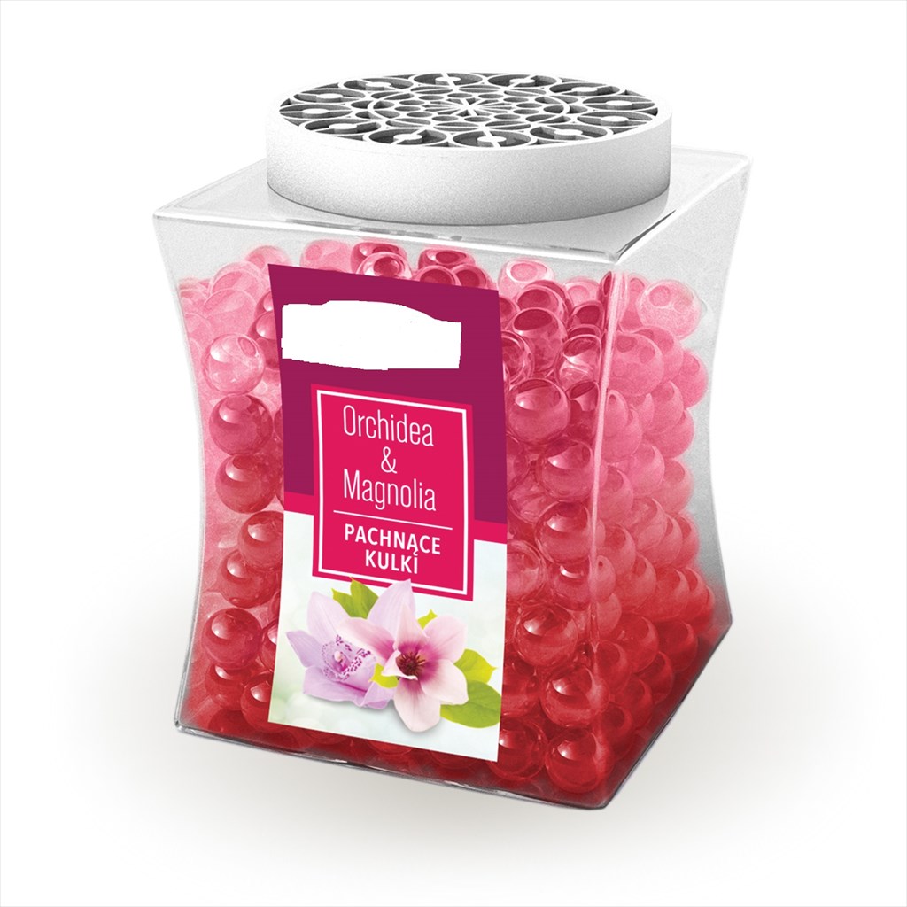 Produkt w postaci żelowych kuleczek o intensywnym zapachu, przeznaczony do stosowania jako odświeżacz powietrza do pomieszczeń, dostępny w kilku wersjach zapachowych. 
Towar w opakowaniu do sprzedaży detalicznej.