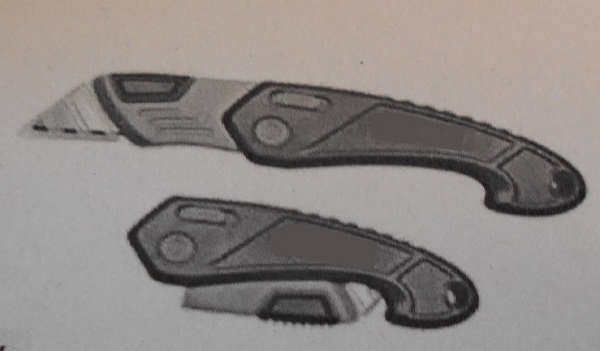 Nóż składany. Składa się z automatycznie chowanego wymiennego ostrza tnącego wykonanego z wysokogatunkowej stali węglowej (SK5). Nóż posiada komfortową i ergonomiczną rękojeść wykonaną z wytrzymałego tworzywa sztucznego (ABS). Służy do cięcia różnego rodzaju materiałów. Pakowany po 12 sztuk w opakowaniu.
