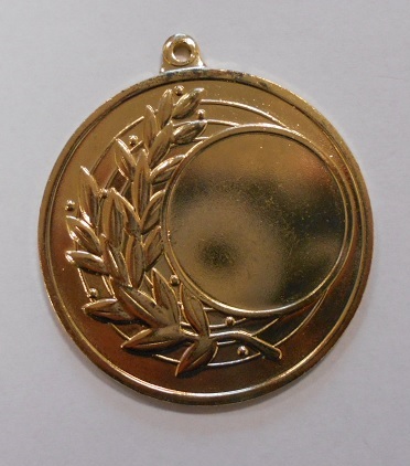 Medal sportowy w kształcie pełnego koła o średnicy ok. 50 mm, wykonany z żelaza, pokryty farbą koloru złotego, nie zawierający kruszców szlachetnych, opatrzony oczkiem do nawleczenia wstążki i posiadającym na awersie miejsce na wklejkę z konkretnym symbolem dyscypliny sportowej. Medal służy do dekorowania zwycięzców (I, II, II miejsce) za osiągnięcia sportowe i stanowi materialne trofeum, jako dowód zdobycia konkretnej lokaty lub miejsca w zawodach sportowych.