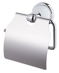 Uchwyt prosty na papier toaletowy, wykonany ze stopu cynku i aluminium (cynkal) przeznaczony do zamocowania na ścianie. Część przyścienna uchwytu jest połączona z zawiesiem na papier i klapką, elementem dekoracyjnym o kształcie półkolistym (blacha malowana proszkowo - kolor biały). Uchwyt prezentowany jest razem z kompletem wkrętów i kołków rozporowych. Wymiary 150/140/80 mm. Masa 334 g.