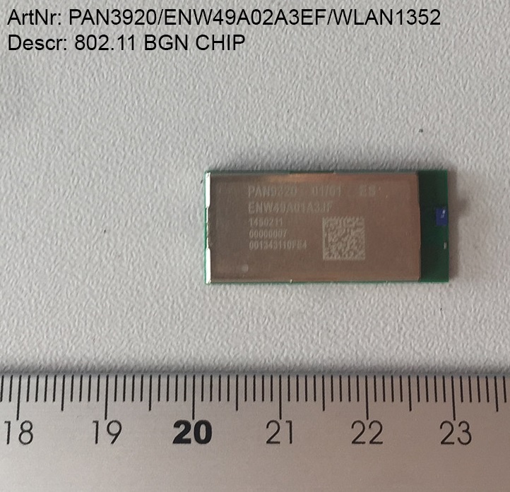 Combo moduł do transmisji danych Bluetooth i WiFi w sieciach bezprzewodowych. Obsługuje pasmo 2,4 GHz. Produkt przystosowany do montażu powierzchniowego. Moduł przeznaczony jest do tworzenia połączeń bezprzewodowych w różnych systemach i urządzeniach elektronicznych, m.in. w automatyce domowej, telemetrii, monitoringu przemysłowym, urządzeniach medycznych. Zasilanie: 3,0 – 3,6 V. Wymiary (w mm): 29.0 x 13.5 x 2.66.