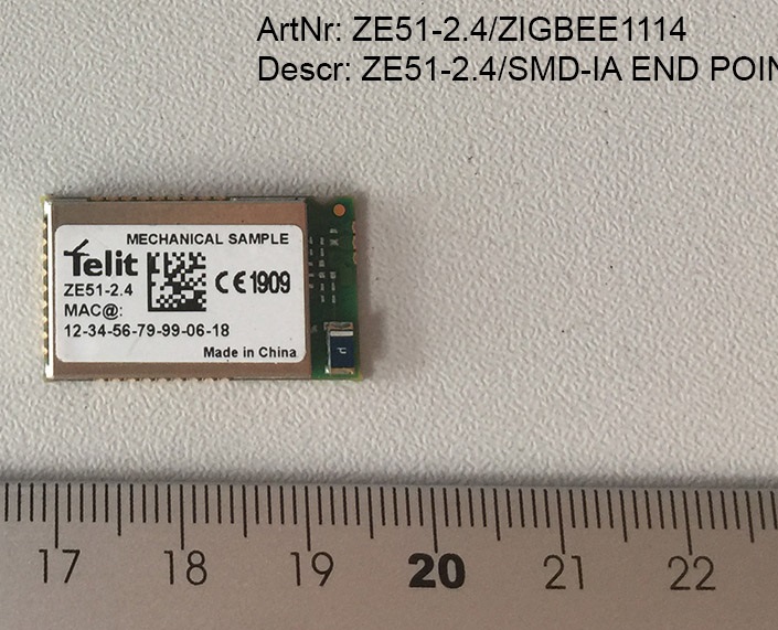 Wielokanałowy moduł radiowy, przeznaczony do transmisji danych w standardzie ZigBee w sieciach bezprzewodowych typu mesh, cluster tree. Obsługuje pasmo o częstotliwości 2400 – 2438,5 MHz. Produkt przystosowany do montażu powierzchniowego. Przeznaczony jest do budowy połączeń bezprzewodowych w różnych systemach i urządzeniach elektronicznych, m.in. w automatyce domowej, systemach trekkingowych, urządzeniach medycznych. Zasilanie: 2,0 – 3,6 V. Wymiary (w mm): 26 x 15 x 3.