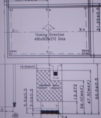 Moduł płaskich wyświetlaczy, ciekłokrystaliczny. Moduł LCD TFT 4,3'', o rozdzielczości 480 x 272 RGB, z ekranem dotykowym, z podświetleniem LED białym, z elastyczną płytką drukowaną do podłączenia oraz z układem sterującym. Moduł przeznaczony jest do stosowania ogólnego i nie jest wytwarzany w celu zamontowania w określonych urządzeniach.