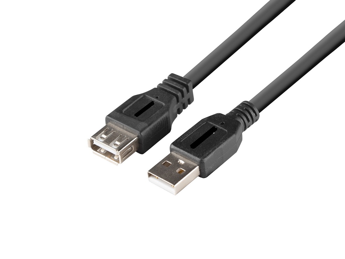 Kabel - przedłużacz USB, zakończony złączami USB-A męskie i USB-A żeńskie. Złącza i styki w kablu są metalowe, niklowane. Przewodnik wykonany z czystej miedzi. Obudowy złącz oraz otulina kabla wykonana z PVC. Nie posiada układów scalonych. Kabel umożliwia przedłużenie połączenia USB-A. Maksymalna prędkość transmisji danych między podłączonymi urządzeniami do 480 Mb/s. Długość kabla: 1 m (dla serii 0010-BK); 1.8 m (dla serii 0018-BK).