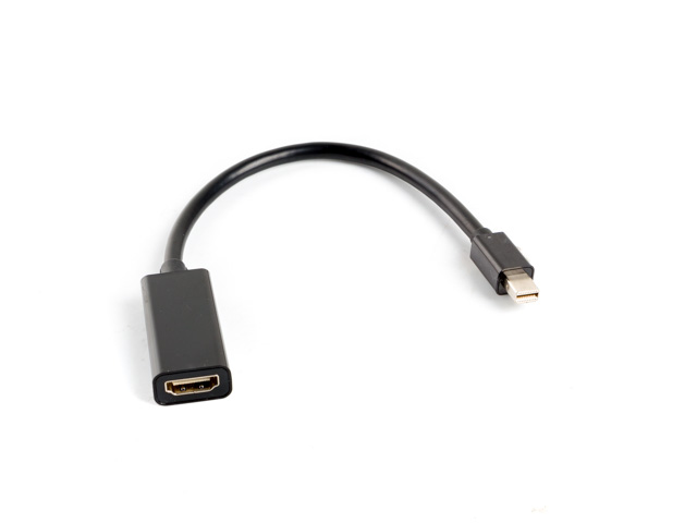 Adapter wyposażony w wejście HDMI-A (żeńskie), połączone kablem ze złączem DisplayPort Mini (męskim). Kompatybilny ze złączem Apple Thunderbolt (TM). Stosowany w systemach automatycznego przetwarzania danych do konwertowania i przesyłania sygnału cyfrowego wideo z urządzeń HDMI do urządzeń z portem Mini DisplayPort. Rozdzielczość wideo: do 1920 x 1200 (1080p) przy częstotliwości odświeżania na poziomie 60 Hz. Długość kabla: 20 cm. Materiał: ABS. Kolor: czarny.