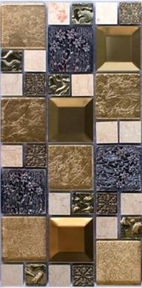 Mozaika wykonana z kostek o wymiarach nieprzekraczających 50 x 50 mm. W skład mozaiki wchodzą kostki szklane, marmurowe, stalowe i z tworzyw sztucznych. Największą powierzchnię stanowią kostki szklane, które od spodu pokryte są warstwą tytanu. Poszczególne kostki umieszczone są na podłożu - siatce z tworzywa sztucznego - tworząc mozaikę o wymiarach 30 x 30 cm, o grubości 0,8 cm. Powierzchnia zewnętrzna kostek może być gładka lub falowana. Stosowana jako materiał do wykładania ścian wewnątrz pomieszczeń. Prezentowana po 11 szt. w opakowaniu zbiorczym.
