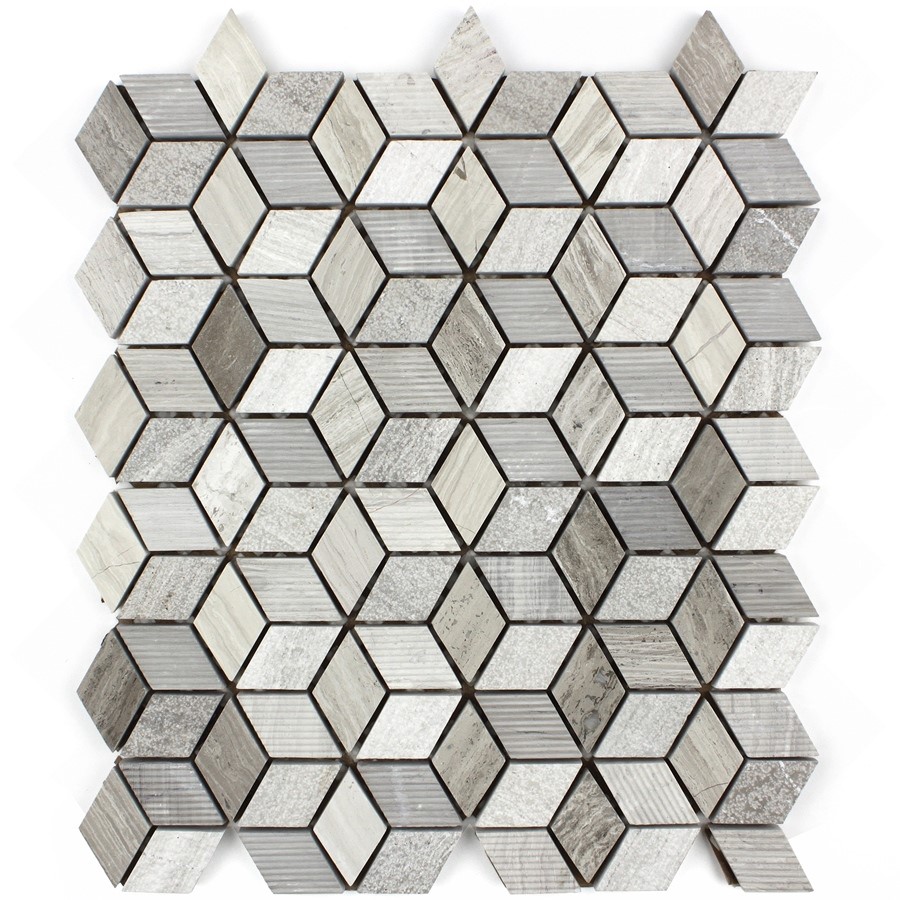 Mozaika wykonana z kostek kamiennych (wapień numulitowy) o grubości 8 mm, w kształcie rombów o wymiarach 26 x 44 mm i 22 x 38 mm (dwa rozmiary kostek na tafli), o powierzchni strukturalnej. Kostki umieszczone są na podłożu – siatce z tworzywa sztucznego i połączone z nią za pomocą kleju żywicznego. Tworzą mozaikę o wymiarach ok. 270 x 320 mm, o grubości 8 mm. Mozaika stosowana jest jako materiał do wykładania ścian wewnątrz pomieszczeń. Pakowana po 11 szt. w opakowaniu zbiorczym. Decyzja wydana w miejsce decyzji nr PL BTI WIT-2021-001182.