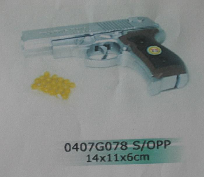 Pistolet sprężynowy wykonany z tworzywa sztucznego, strzelający jednorodnymi kulkami z tworzywa sztucznego o średnicy 6 mm. Wyrzut  kulki z pistoletu następuje na skutek zwolnienia silnego mechanizmu sprężynowego napinanego ręcznie przed każdym wystrzałem poprzez tzw. przeładowanie. Maksymalny zasięg strzału wynosi 50 m. Pistolet  pakowany jest w worek z tworzywa sztucznego lub pudełko kartonowe. Opakowanie zawiera również około 20 sztuk amunicji - kulki z tworzywa sztucznego o średnicy 6 mm oraz opcjonalnie celownik laserowy lub latarkę - przeznaczone do zamontowania na pistolecie.