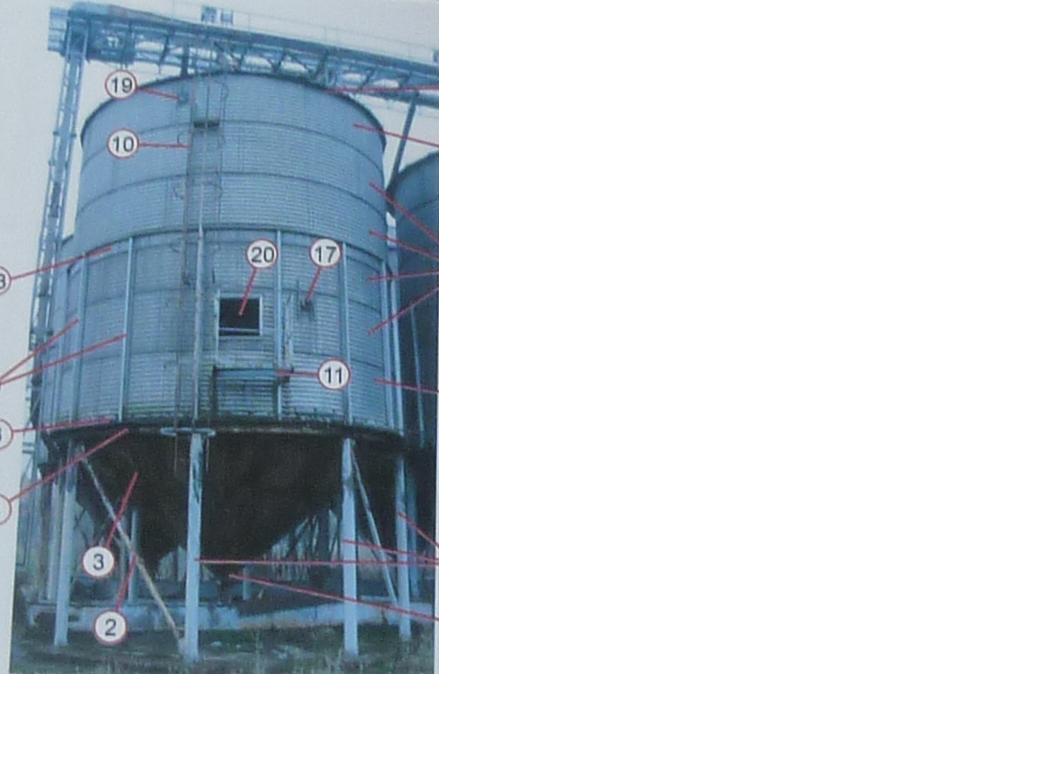 Aluminiowy zbiornik w kształcie walca, oznaczony symbolem K 850 A 02, umieszczony pionowo na stalowych podporach. Od góry zbiornik jest zakończony stożkowym dachem, a od dołu stożkowym spustowym lejem. Na jego  zewnętrznej stronie znajduje się stalowa drabinka. Zbiornik jest przeznaczony do przechowywania ziarna. Jego pojemność wynosi 187 m3, masa około 4 ton, całkowita wysokość od podłoża 10,7 m, średnica 5,7 m. Zbiornik nie jest wyposażony w żadne urządzenia mechaniczne, elektryczne lub termiczne. Nie jest ogrzewany, ani chłodzony, nie posiada izolacji termicznej. W bocznej ścianie zbiornika znajdują się różne otwory technologiczne i eksploatacyjne. Wyrób jet kompletny oraz ze względów transportowych w stanie rozmontowanym.