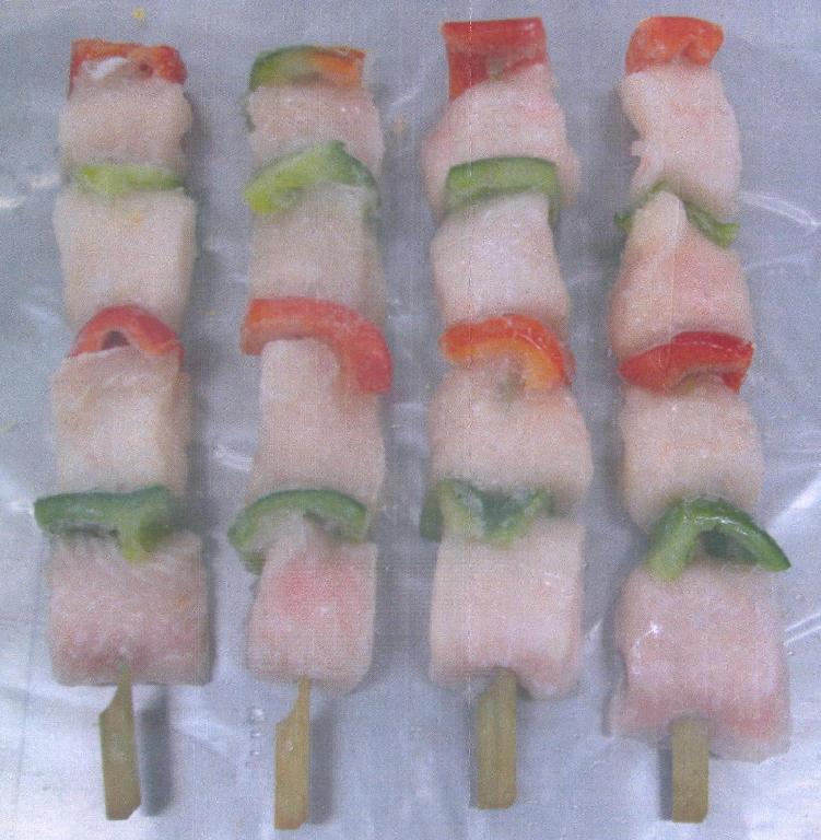 Pedaços de carne de peixe de água doce do Género Pangasius,congelados.