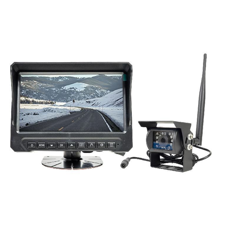 Produsul reprezinta un sistem de supraveghere pentru mersul înapoi la camioane, compus dintr-o cameră video şi un monitor LCD de 7 inch. Dispozitivul are și capacitatea de înregistrare (funcție DVR care permite înregistrarea pe card de memorie, neinclus). Sistemul este proiectat să funcționeze fără fir, adică fără cabluri între cameră și monitor. 
Monitorul LCD include meniuri de configurare (contrast, luminozitate etc.) și afișează imaginea transmisă de cameră în timp real.
Caracteristici camera:
Rezolutie	720 x 576 px
Tensiune de alimentare	DC 12V / DC 24V
Frecventa	2.4 GHz
Caracteristici monitor:
Ecran		IPS TFT LCD 7 inch
Rezolutie	1024 x 600
Tensiune de alimentare	DC 12V / DC 24V
Ambele componente ale sistemului au o importanță egală în funcționarea acestuia, nu se poate preciza care dintre ele ofera caracterul esențial.