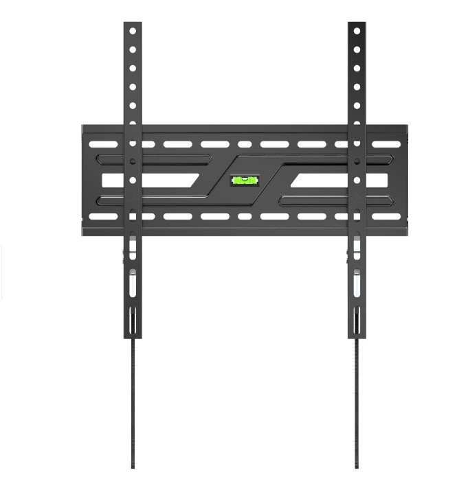 Potrivit informatiilor descriptive cumulate si fotografiilor din baza de date, produsul reprezinta un suport TV metalic, fix, conceput pentru montare pe un perete solid. 
Produsul are structura din otel si este destinat fixarii si sustinerii unor televizoare cu diagonala variabila (acestea nu fac obiectul deciziei ITO). Fixarea pe placa de perete se realizeaza prin sine cu sistem de prindere tip VESA, utilizand suruburi si accesorii de montaj incluse in pachet (exista kit de instalare), cu blocarea si securizarea pozitiei televizorului.
Produsul de culoare neagra se prezinta neasamblat, ambalat in cutii de carton cu manual de utilizare. Un pachet contine componentele ambalate separat, respectiv placa metalica de perete, doua sine verticale de montaj, placa VESA si elementele accesorii pentru montaj. Se livreaza sub forma de set complet pentru asamblare.
Caracterul esential al setului este dat de materialul constitutiv al produsului (articol din otel).