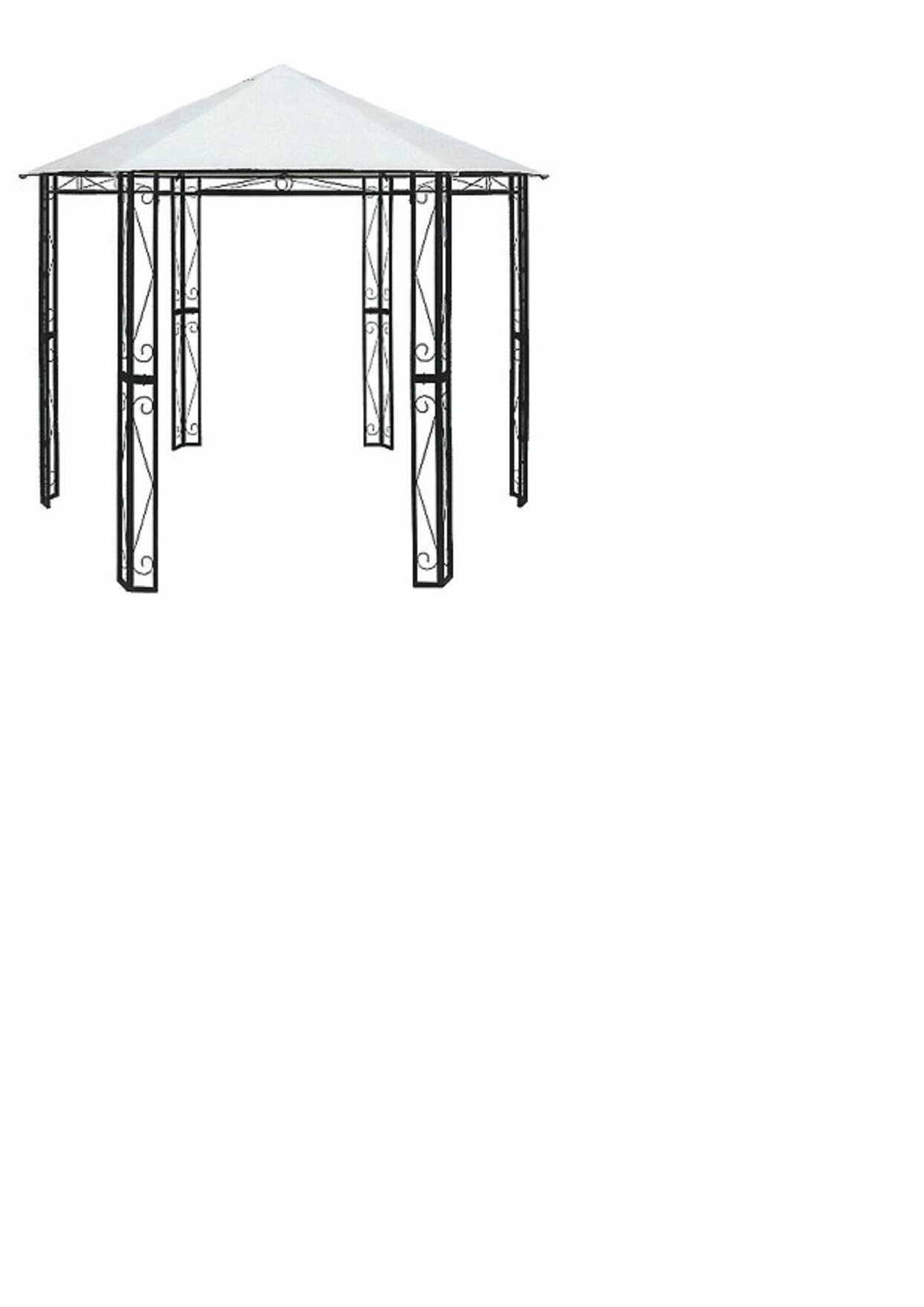 Vara i form av en trädgårdspaviljong där stommen enligt uppgift är tillverkad av pulverlackerat stål (oädel metall). Paviljongens tak är konfektionerat av textilmaterial bestående av polyester med en vattenavvisande beläggning som skyddar mot lättare regn. När paviljongen är monterad har den diameter på 3,2 m och en höjd på 2,8 m. Trädgårdspaviljongen levereras omonterad i detaljhandelsförpackning tillsammans med monteringsdetaljer och monteringsanvisning.
