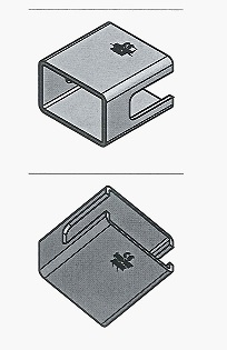 Anordning tillverkad av blankförzinkat stål, avsedd för mekanisk sammanfogning av betongväggar (väggkoppling). Anordningen har måtten 120 x 80 x 120 mm och tjocklek 6 mm.