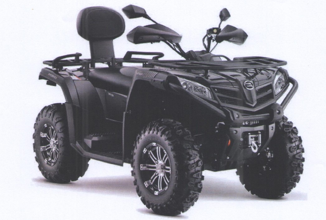 Ett nytt terränggående fyrhjuligt motorfordon (ATV All Terain Vehicle) med förbränningskolvmotor med gnisttändning, med en cylindervolym av 400 cc, en effekt av 20,7 kW och en torrvikt av ca 368 kg.
Fordonet har enligt uppgift följande särskilda kännetecken:
 — ett styrsystem av biltyp (Ackermanprincipen) som manövreras med hjälp av ett styre,
 — bromsar på både fram- och bakhjul,
 — en automatisk koppling och en backväxel,
 — en motor som är särskilt avsedd för användning i svår terräng och som ger tillräcklig dragkapacitet på låga varv,
 — kraftöverföring till hjulen med hjälp av axlar,
 — däck med grovt utformade mönster för terrängkörning,
 — en draganordning utformad så att fordonet kan dra eller skjuta åtminstone två gånger fordonets egen torrvikt,
 — en dragkapacitet för ett icke-bromsat släp av ca 874 kg,
 — motorn kan åstadkomma maximal dragkraft med hjälp av en differentialspärr,
 — en fast monterad vinsch lämplig för att dra timmerstockar,
 — mått: 2380 X 1100 X 1350 mm (L X B X H)