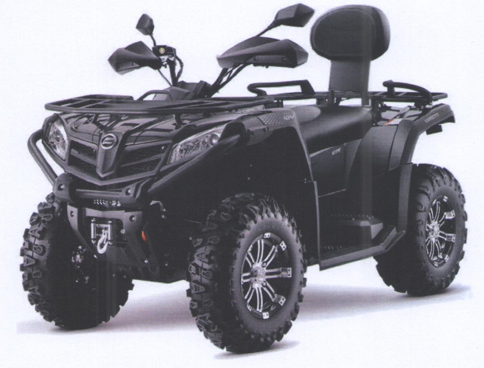Ett nytt terränggående fyrhjuligt motorfordon (ATV All Terain Vehicle) med förbränningskolvmotor med gnisttändning, med en cylindervolym av 495 cc, en effekt av 25,5 kW och en torrvikt av ca 368 kg.
Fordonet har enligt uppgift följande särskilda kännetecken:
 — ett styrsystem av biltyp (Ackermanprincipen) som manövreras med hjälp av ett styre,
 — bromsar på både fram- och bakhjul,
 — en automatisk koppling och en backväxel,
 — en motor som är särskilt avsedd för användning i svår terräng och som ger tillräcklig dragkapacitet på låga varv,
 — kraftöverföring till hjulen med hjälp av axlar,
 — däck med grovt utformade mönster för terrängkörning,
 — en draganordning utformad så att fordonet kan dra eller skjuta åtminstone två gånger fordonets egen torrvikt,
 — en dragkapacitet för ett icke-bromsat släp av ca 874 kg,
 — motorn kan åstadkomma maximal dragkraft med hjälp av en differentialspärr,
 — en fast monterad vinsch lämplig för att dra timmerstockar,
 — mått: 2380 X 1100 X 1350 mm (L X B X H)
