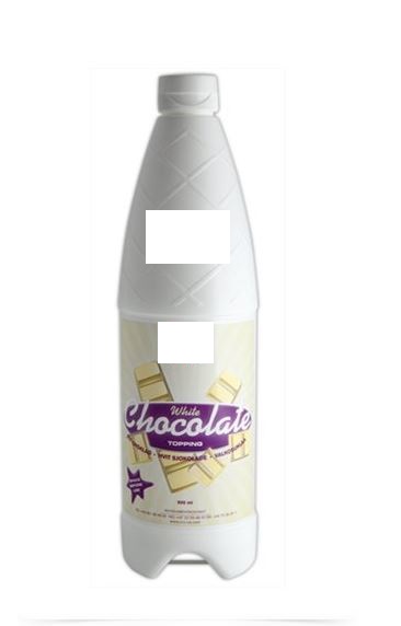 Dessertsås i form av flytande vit chokladtopping.
Såsen är enligt uppgift avsedd att användas som topping till bl.a. desserter och glass.
Toppingen är enligt uppgift flytande i rumstemperatur och innehåller socker, vegetabilisk olja, vasslepulver, kakaosmör, emulgeringsmedel samt arom.
Toppingen föreligger i plastflaskor om 1,095 kg x 6 stycken i en låda.